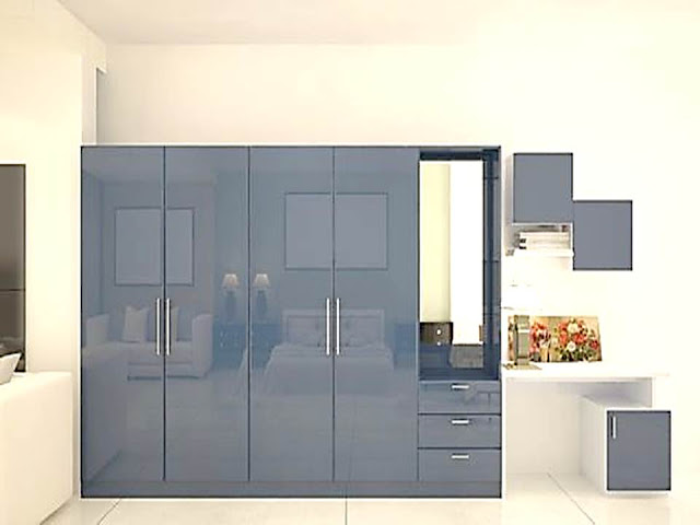 Modern Sliding Wardrobe with Dressing Table Built In