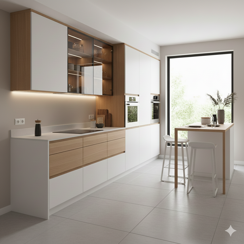 Modern I-shaped modular kitchen